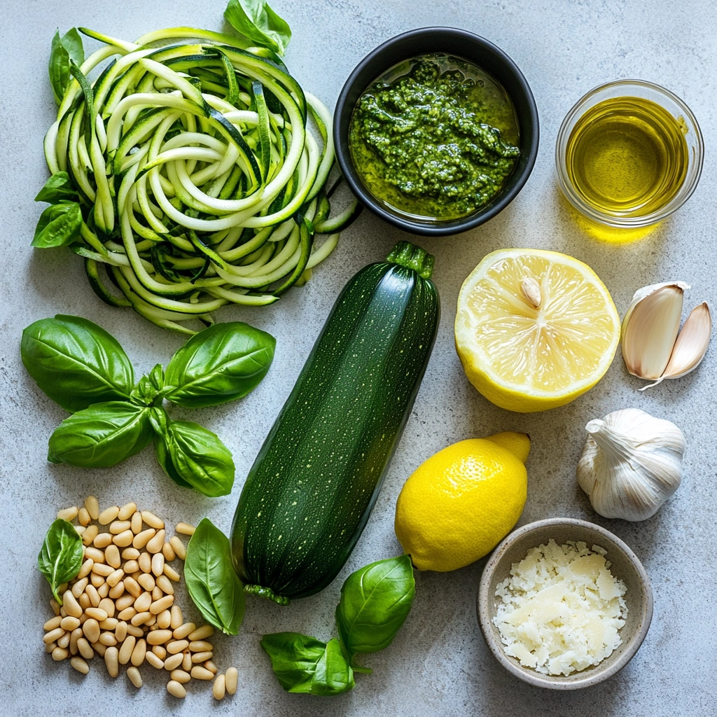 espaguete de abobrinha ao molho pesto
