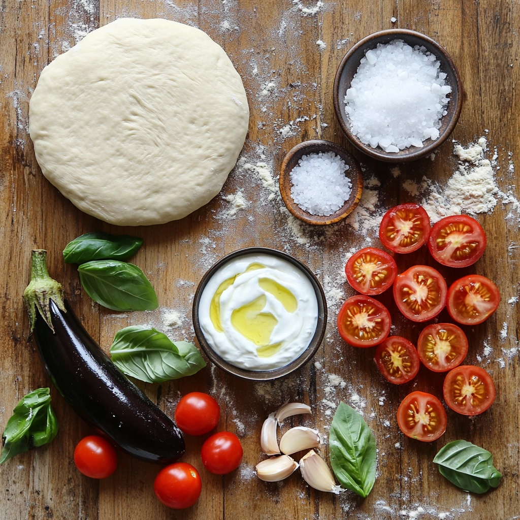 Pizza de Berinjela com Molho de Iogurte