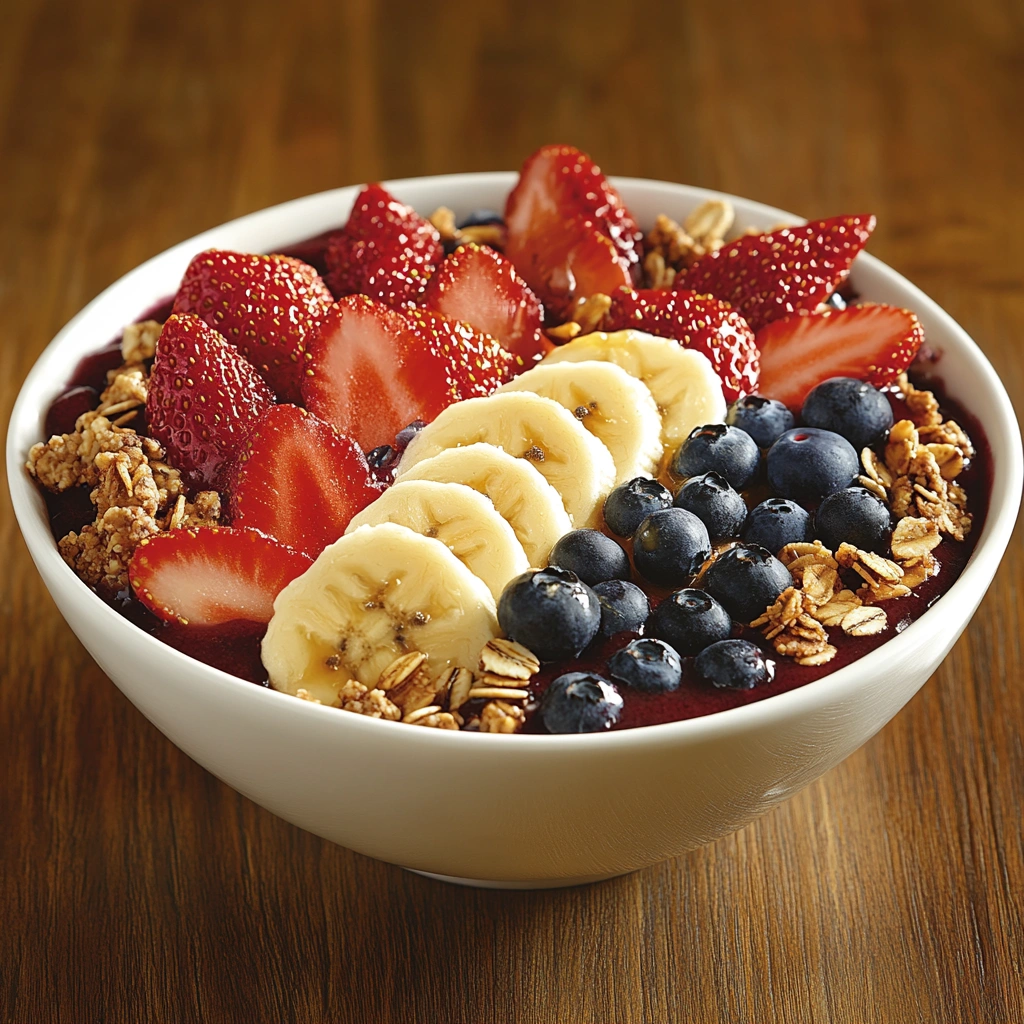 Tigela de açaí com granola e mel
