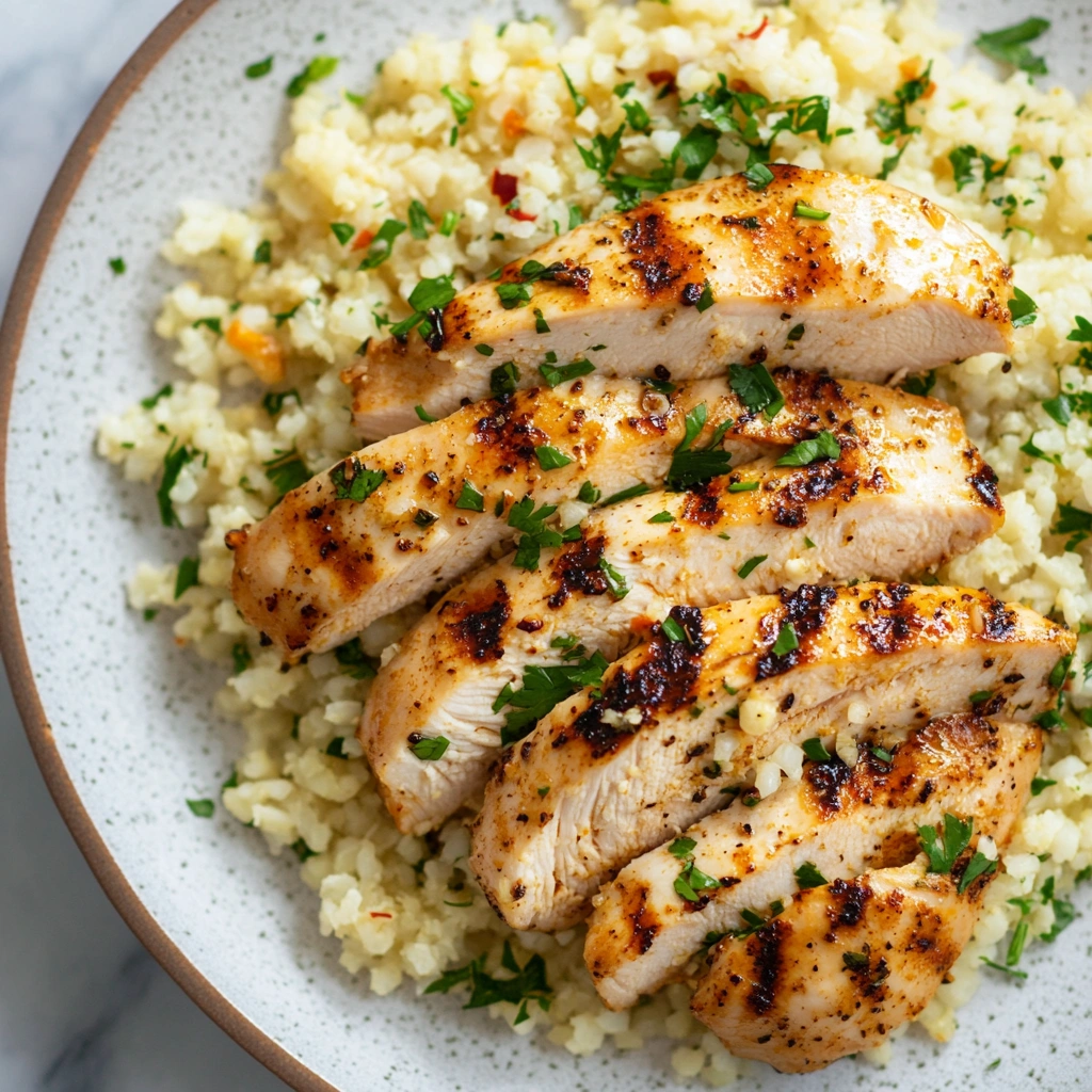 Arroz de Couve-Flor com Frango Grelhado