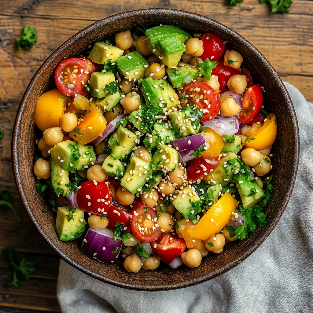 Salada Colorida com Grão-de-Bico e Abacate