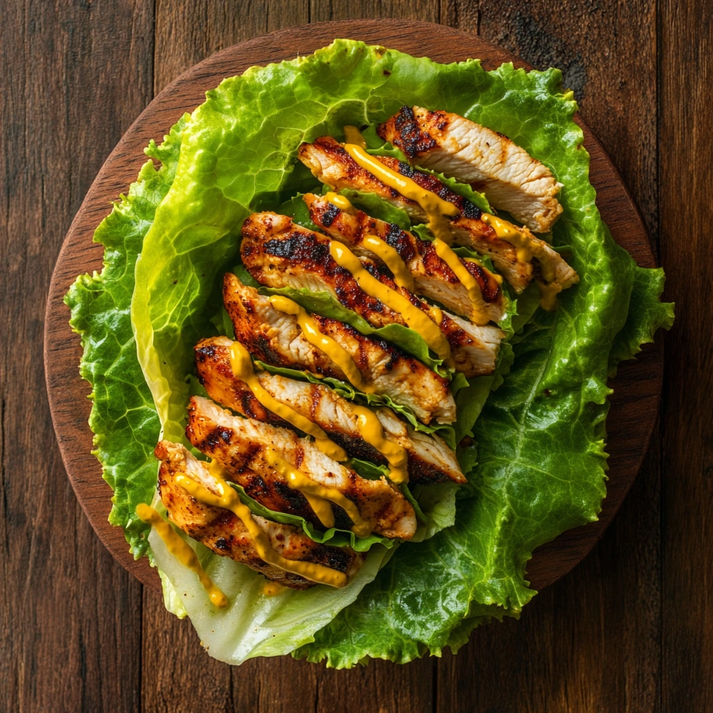 Wraps de Alface com Frango e Mostarda