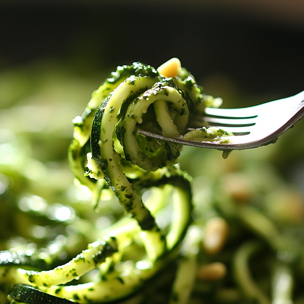 espaguete de abobrinha ao molho pesto