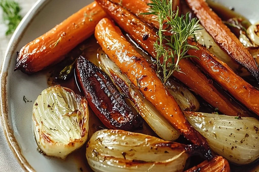 Prato de Fennel e Cenouras Assadas ao Vinagre Balsâmico