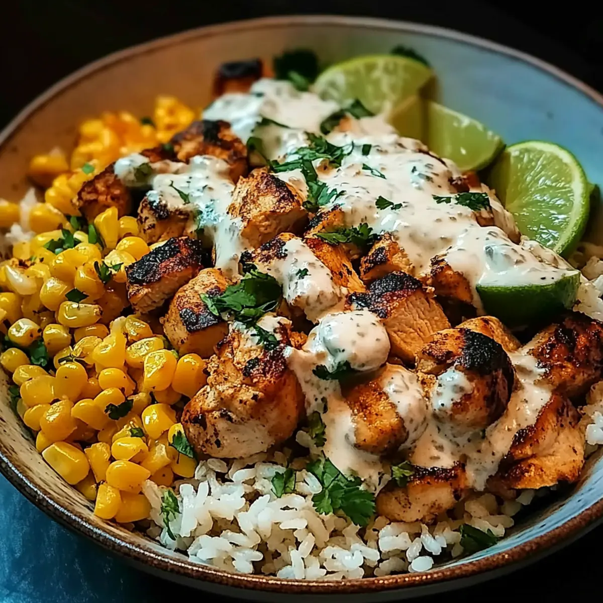High Protein Street Corn Chicken Rice Bowl - 30g Protein Per Serving