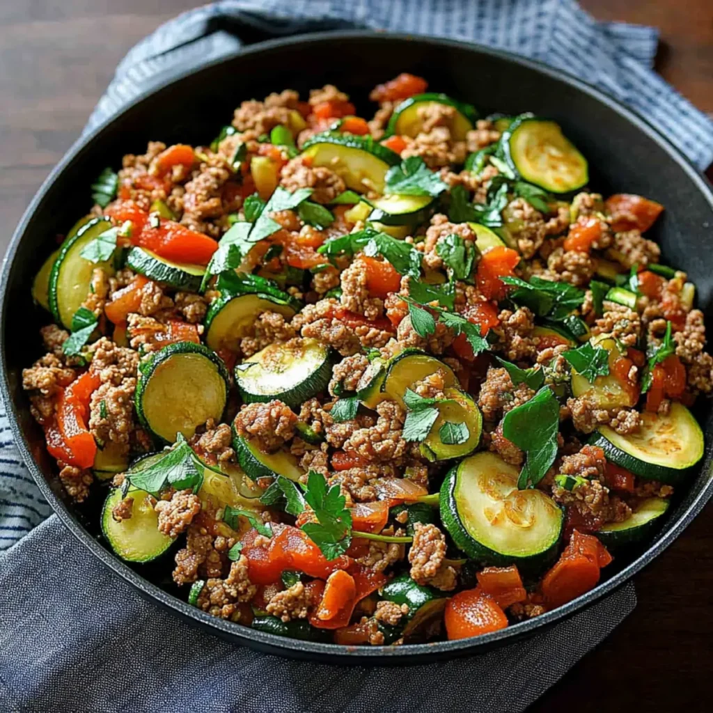 High Protein Ground Turkey Zucchini Skillet - 28g Protein One-Pan Meal