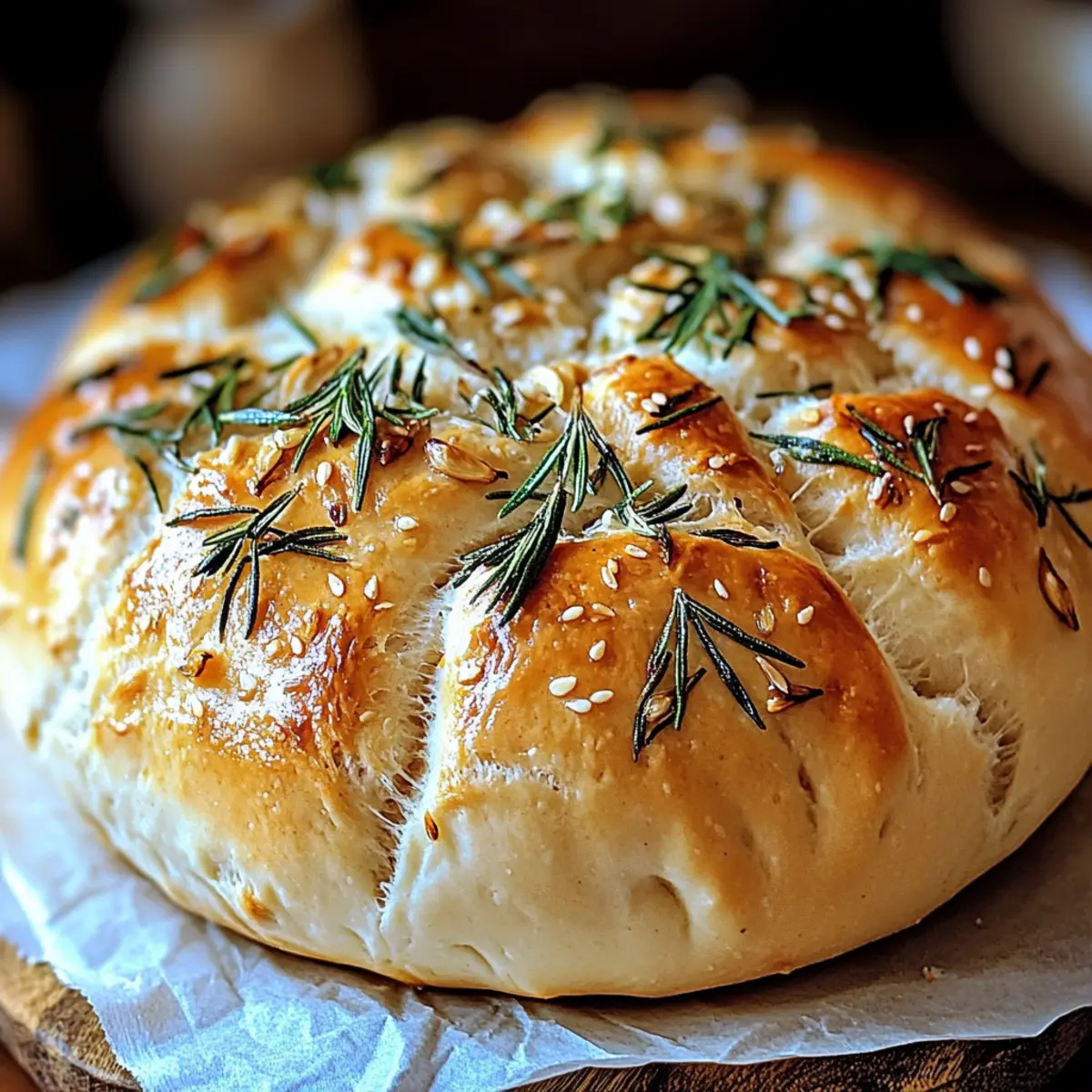 No-Knead Roasted Garlic Rosemary Bread – Bakery Style at Home 🍞🧄🌿