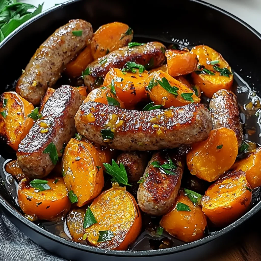 Sausage and Sweet Potatoes with Honey Garlic Sauce