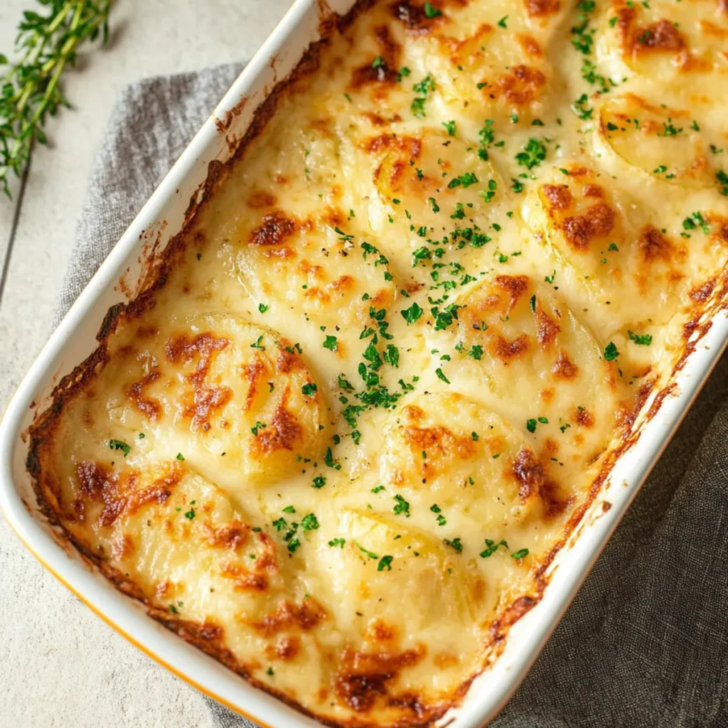 Roasted Garlic Potatoes au Gratin