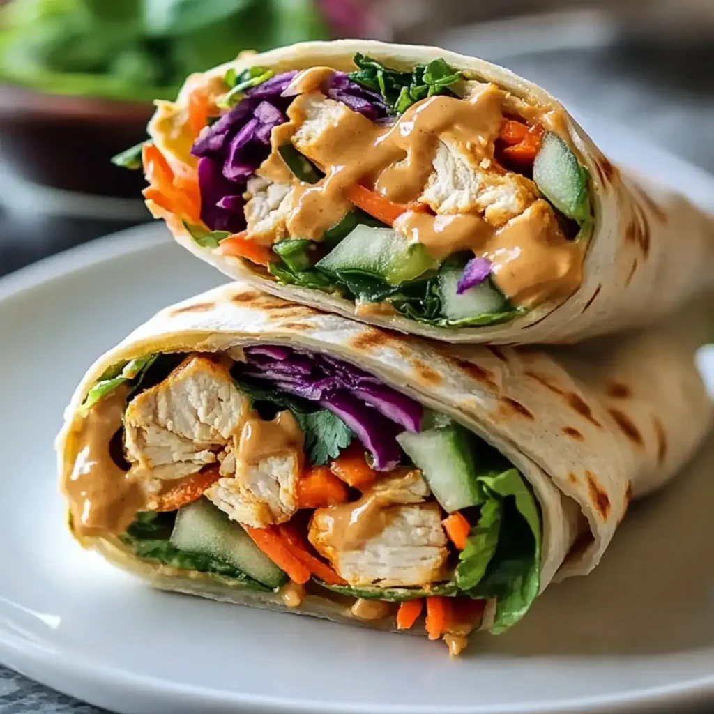 Easy Thai Peanut Chicken Wraps