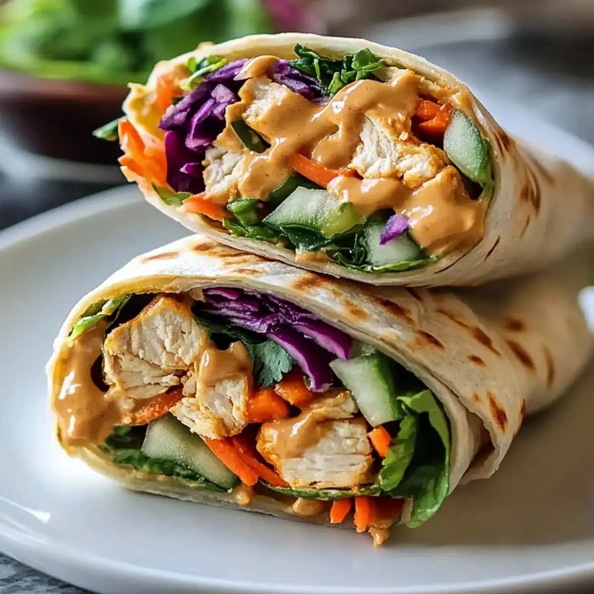 Easy Thai Peanut Chicken Wraps