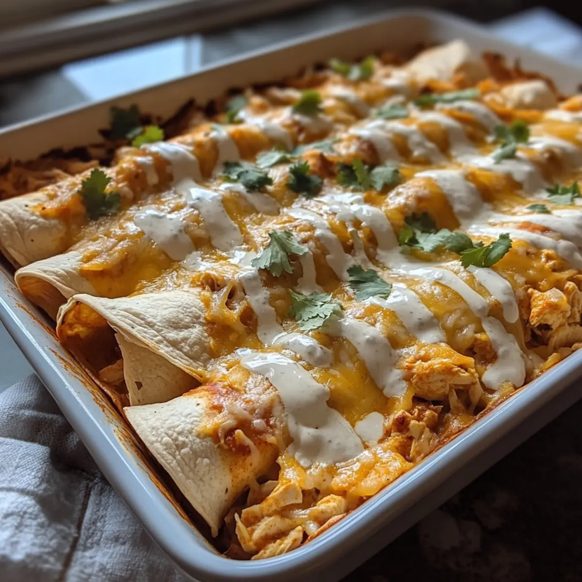 38g Protein Chicken Enchiladas with Dreamy White Sauce | Easy High-Protein Meal
