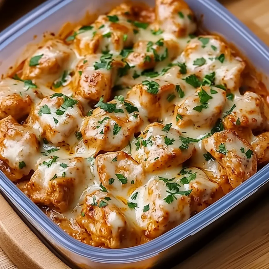 High Protein Creamy Garlic Cheesy Chicken & Potatoes