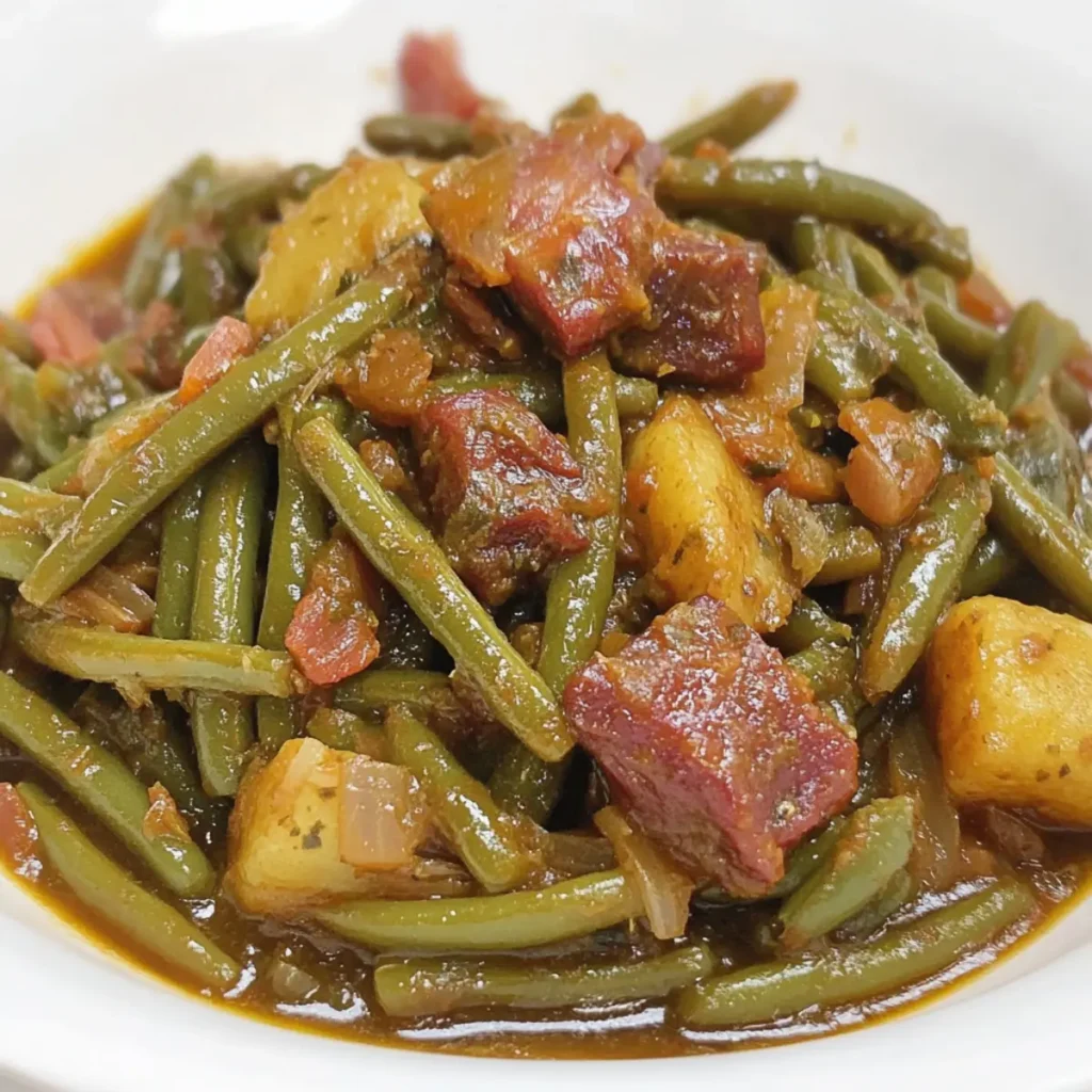 Smothered Green Beans-Cajun Style